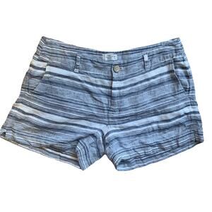 ARTISAN NY Women's Sz 6 Striped Blue 100% Linen Lightweight Chino SHORTS